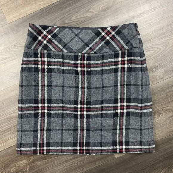 Eddie Bauer black white and red plaid dark academia wool blend skirt size P 2 - Picture 1 of 6